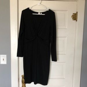 Long Sleeve Twist Front Sweater Dress
